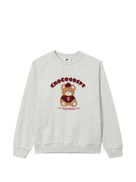 CHOCOOLATE bear-patch long-sleeve sweatshirt