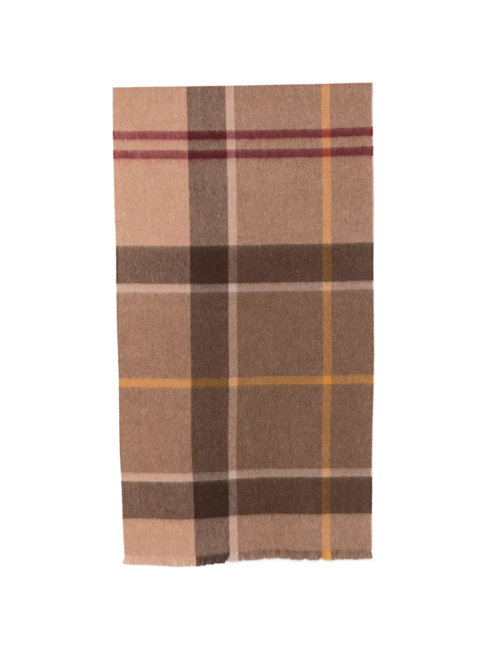 Barbour check-pattern fringed scarf Bruin