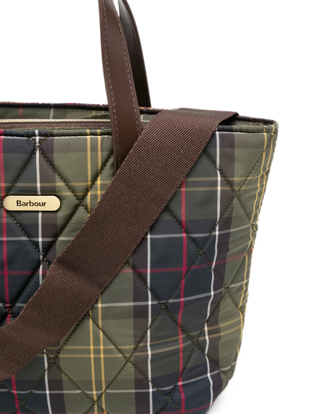 Barbour Gewatteerde shopper met tartan-ruit Groen
