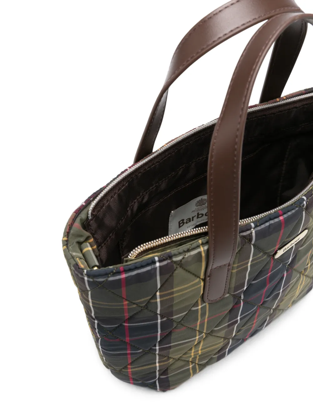 Barbour Gewatteerde shopper met tartan-ruit Groen