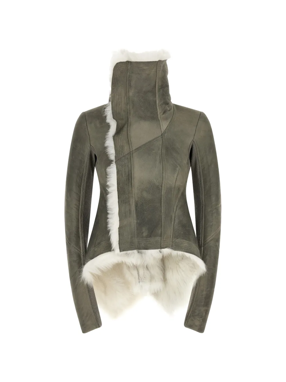Rick Owens Naska asymmetrical shearling jacket - Grau