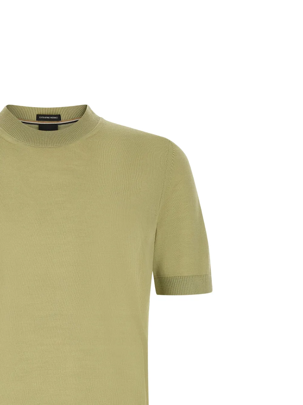 BOSS Umauro T-shirt van scheerwol met geribbelde afwerking Groen
