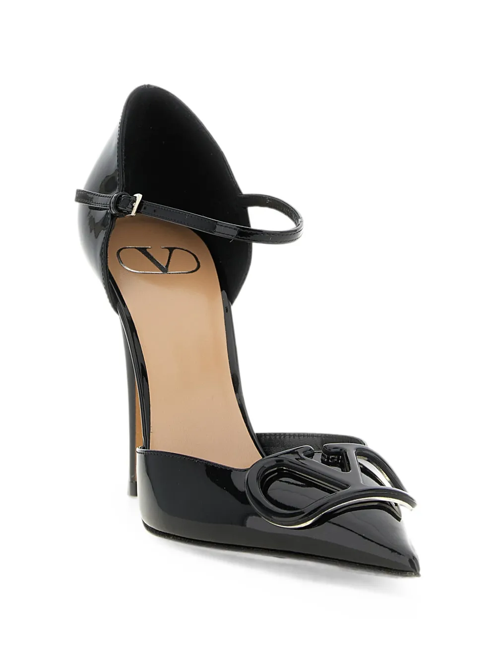 Valentino Garavani D'Orsay VLogo Signature patent leather pumps Zwart