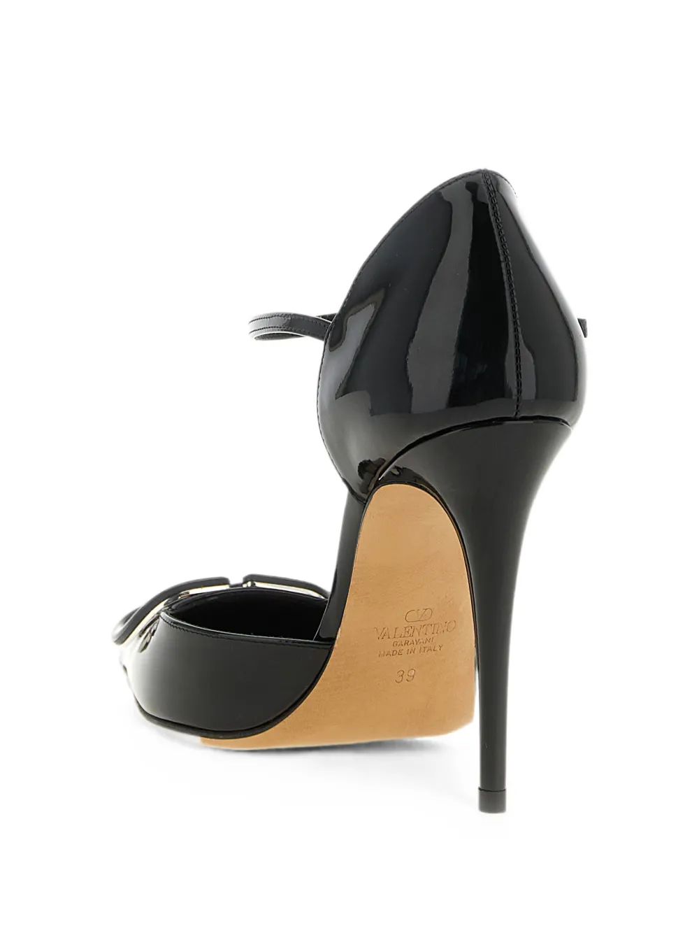 Valentino Garavani D'Orsay VLogo Signature patent leather pumps Zwart