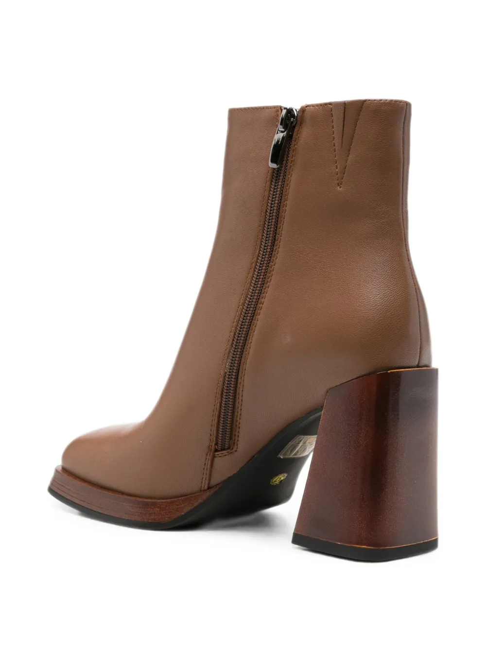 LINDA BAUMANN square-toe block-heel ankle boots Beige