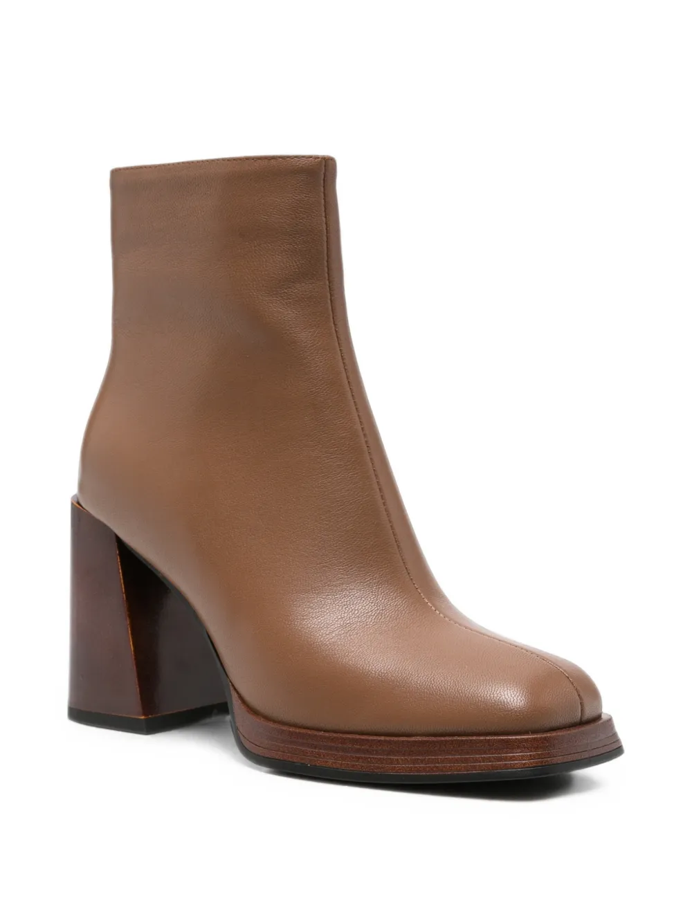 LINDA BAUMANN square-toe block-heel ankle boots Beige