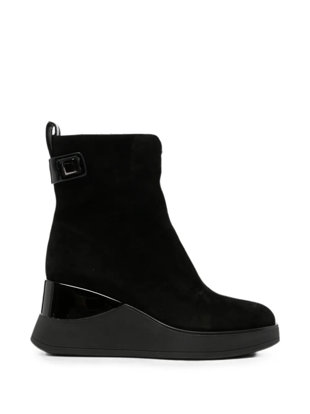 LINDA BAUMANN wedge-heel buckled ankle boots