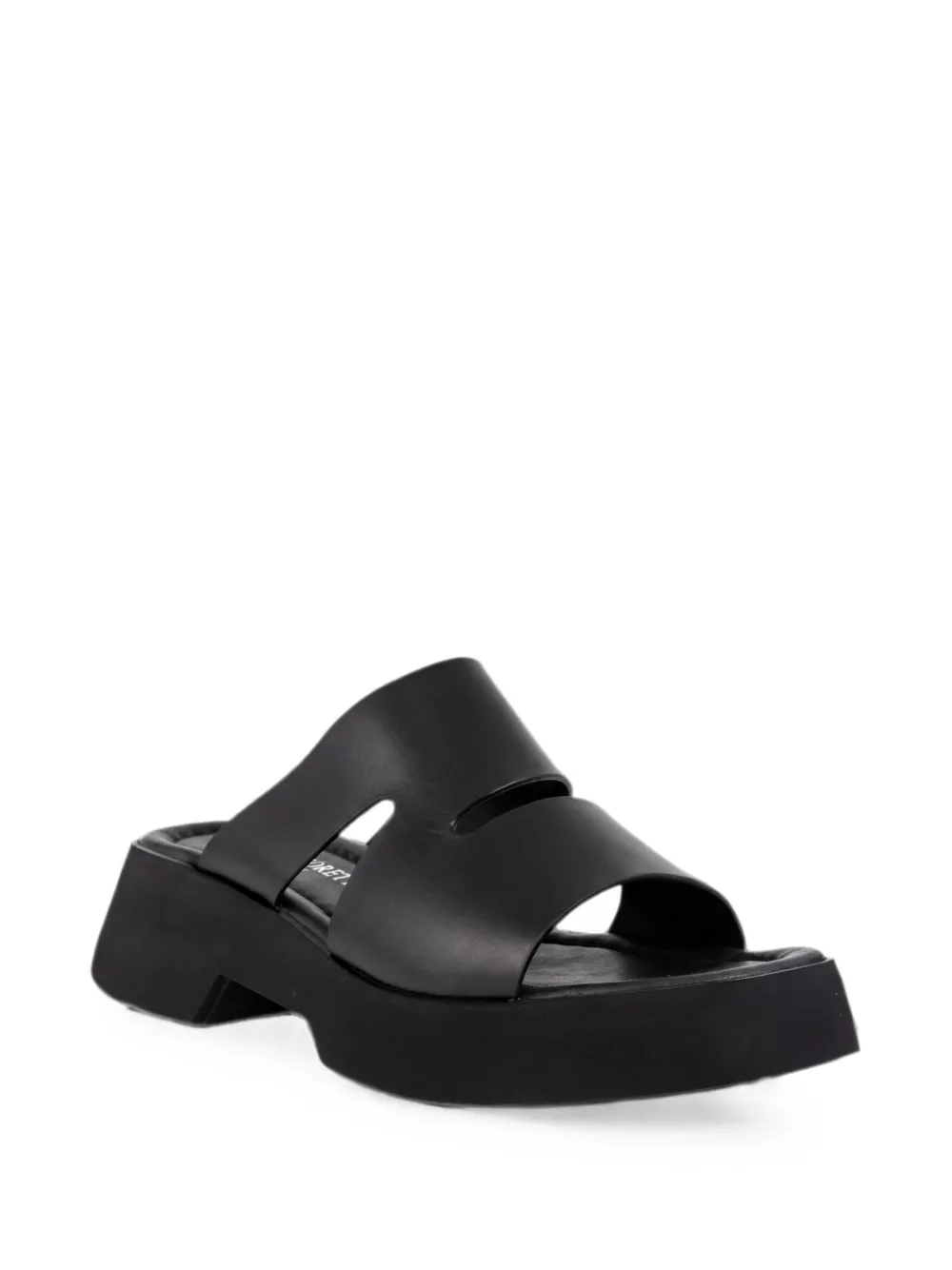 SERGIO MORETTI FIRENZE cut-out leather slippers Zwart
