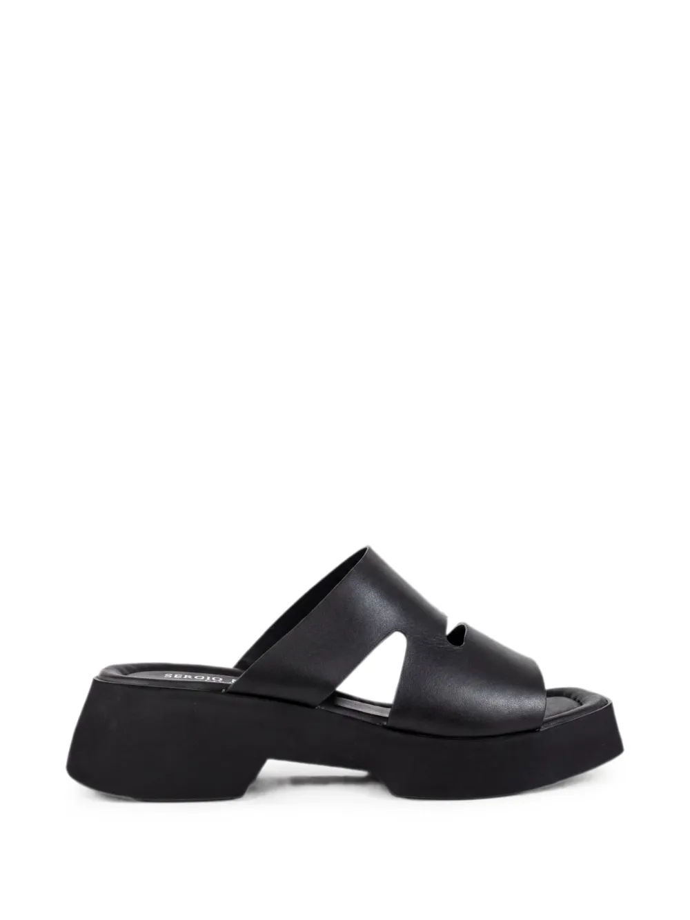 SERGIO MORETTI FIRENZE cut-out leather slippers - Nero