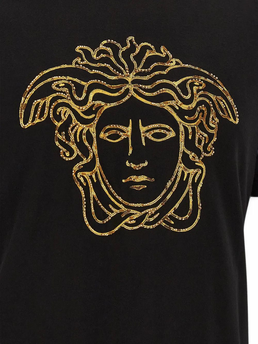 Versace Medusa T-shirt van katoenen-jersey met geborduurd logo Zwart