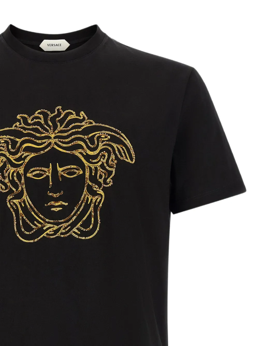 Versace Medusa T-shirt van katoenen-jersey met geborduurd logo Zwart