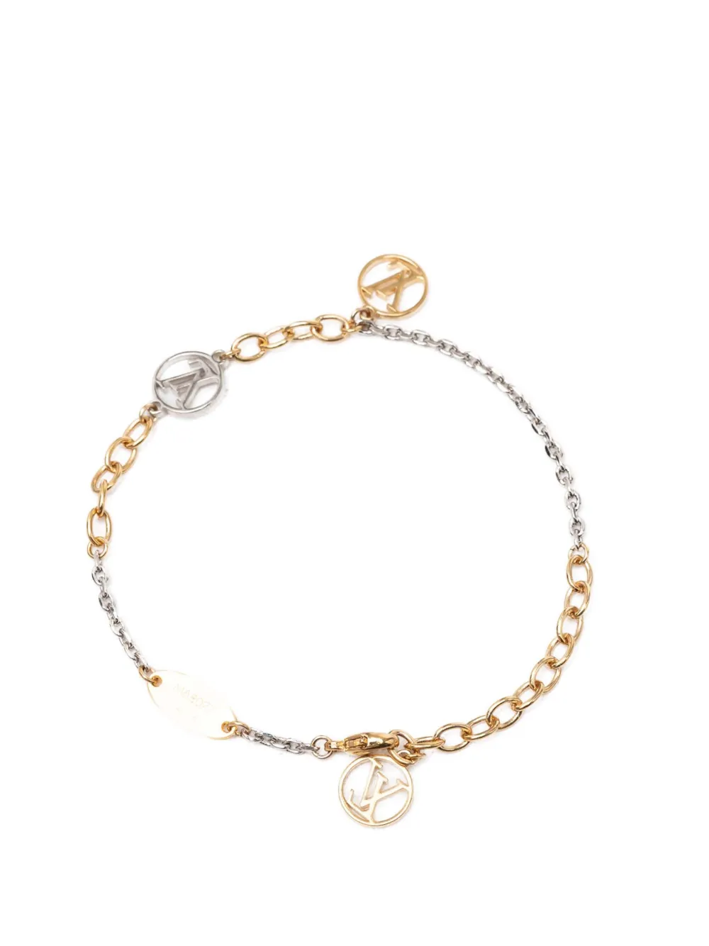 Louis Vuitton Pre-Owned 2015 Gold Plated and Silver Plated Logomania Bracelet costume bracelet