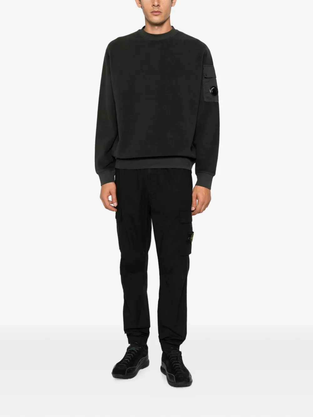 C.P. Company Sweater met zak en Lens-detail Groen