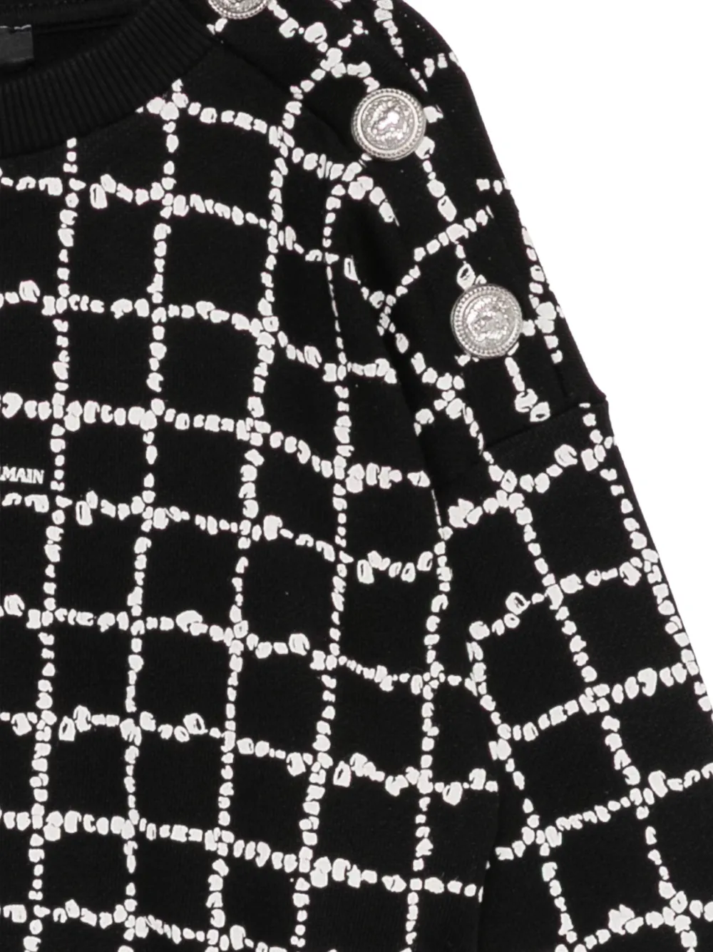 Balmain Kids Geruite sweater met knoopdetail Zwart