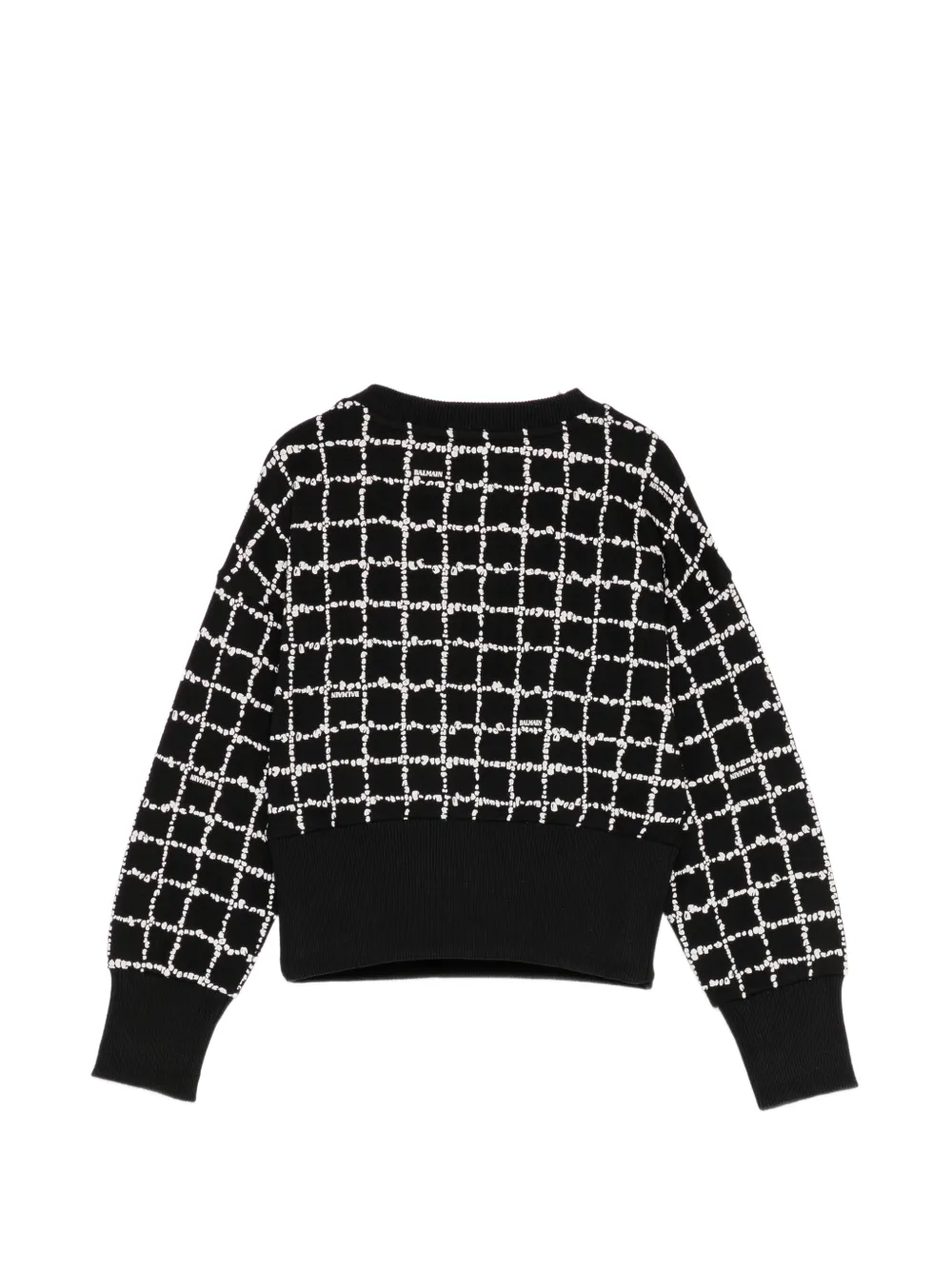 Balmain Kids Geruite sweater met knoopdetail Zwart