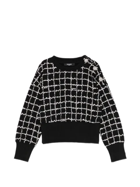 Balmain Kids Checked Button-Detail Sweatshirt