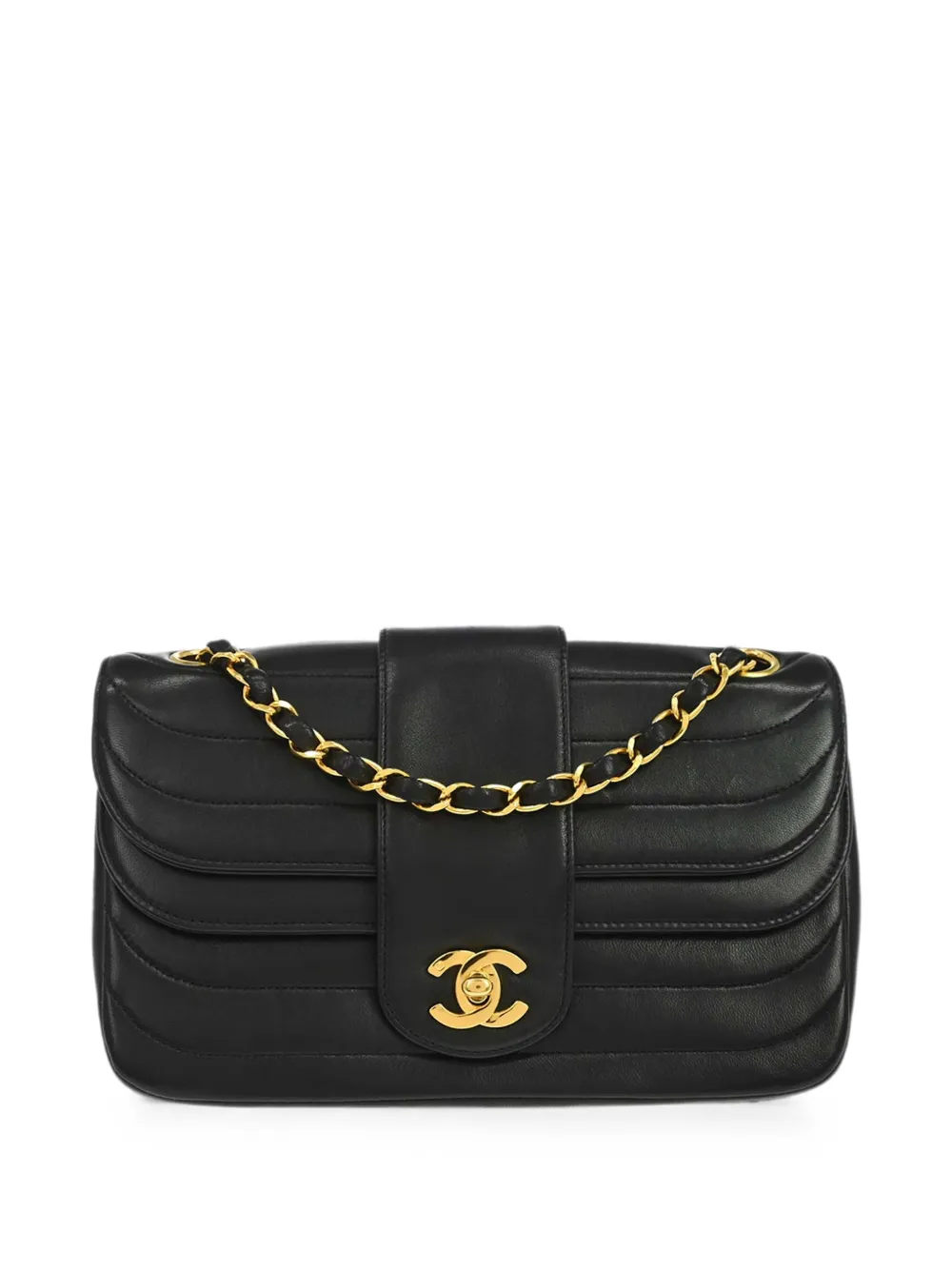 CHANEL Pre-Owned 1992 horizontal-stitch double-flap shoulder bag - Nero