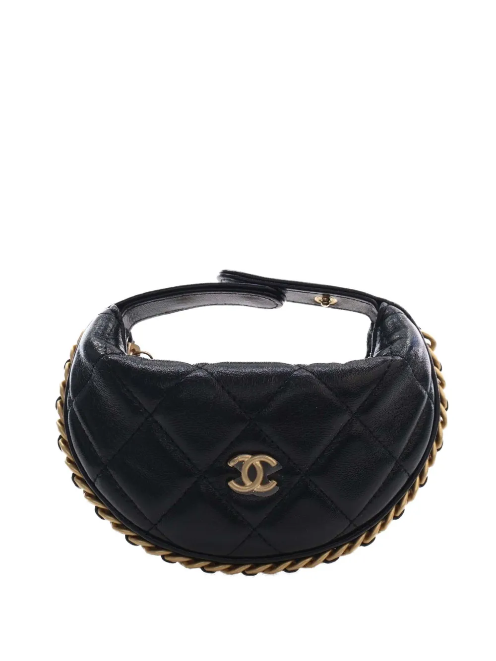CHANEL Pre-Owned 2021-2026 Mini Shiny Crumpled Quilted Lambskin Chain Around Pouch handbag - Nero