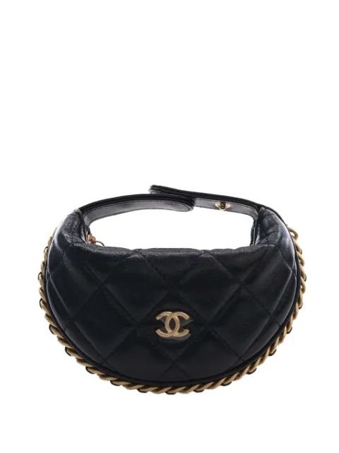 CHANEL Pre-Owned bolso hobo Chain Around Pouch mini acolchado de piel de borrego brillante 2021-2026