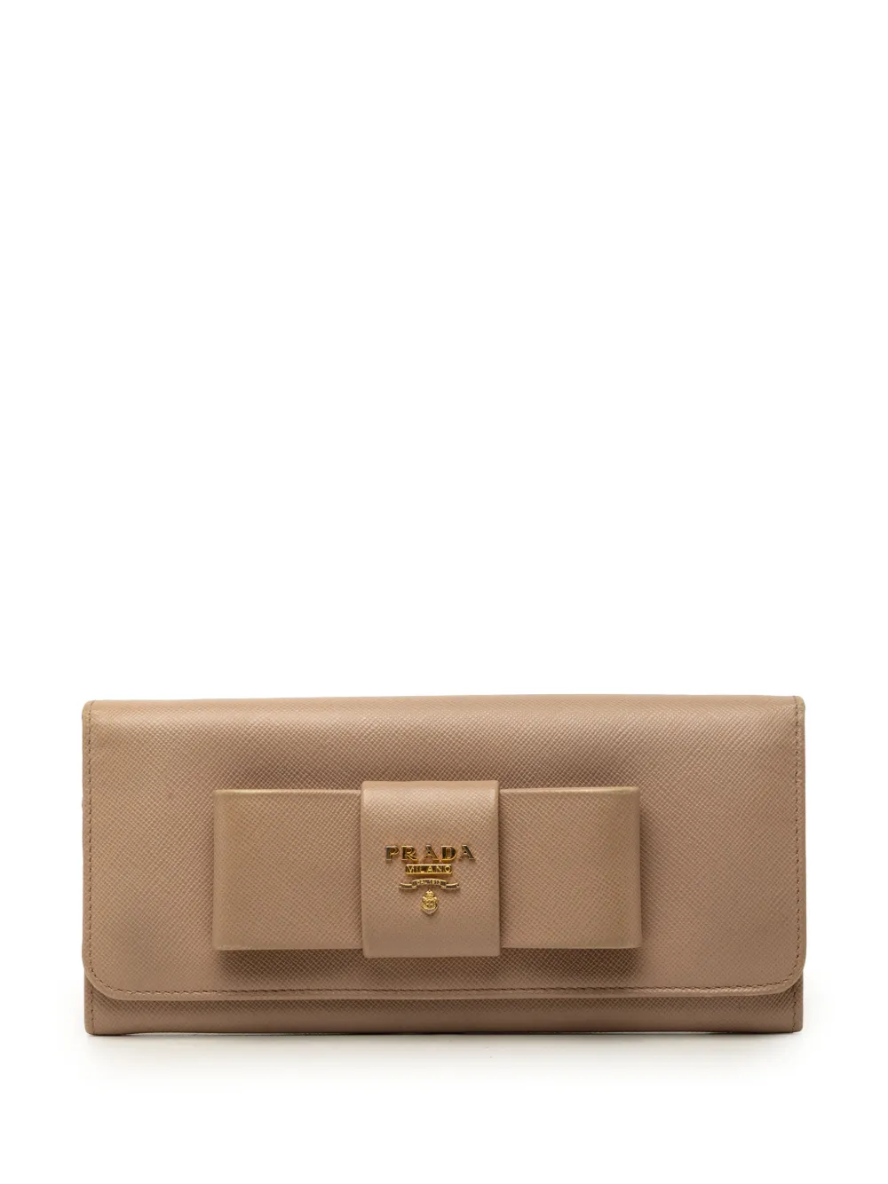 Prada Pre-Owned 2010-2026 Saffiano Bow Continental Wallet long wallets - Braun