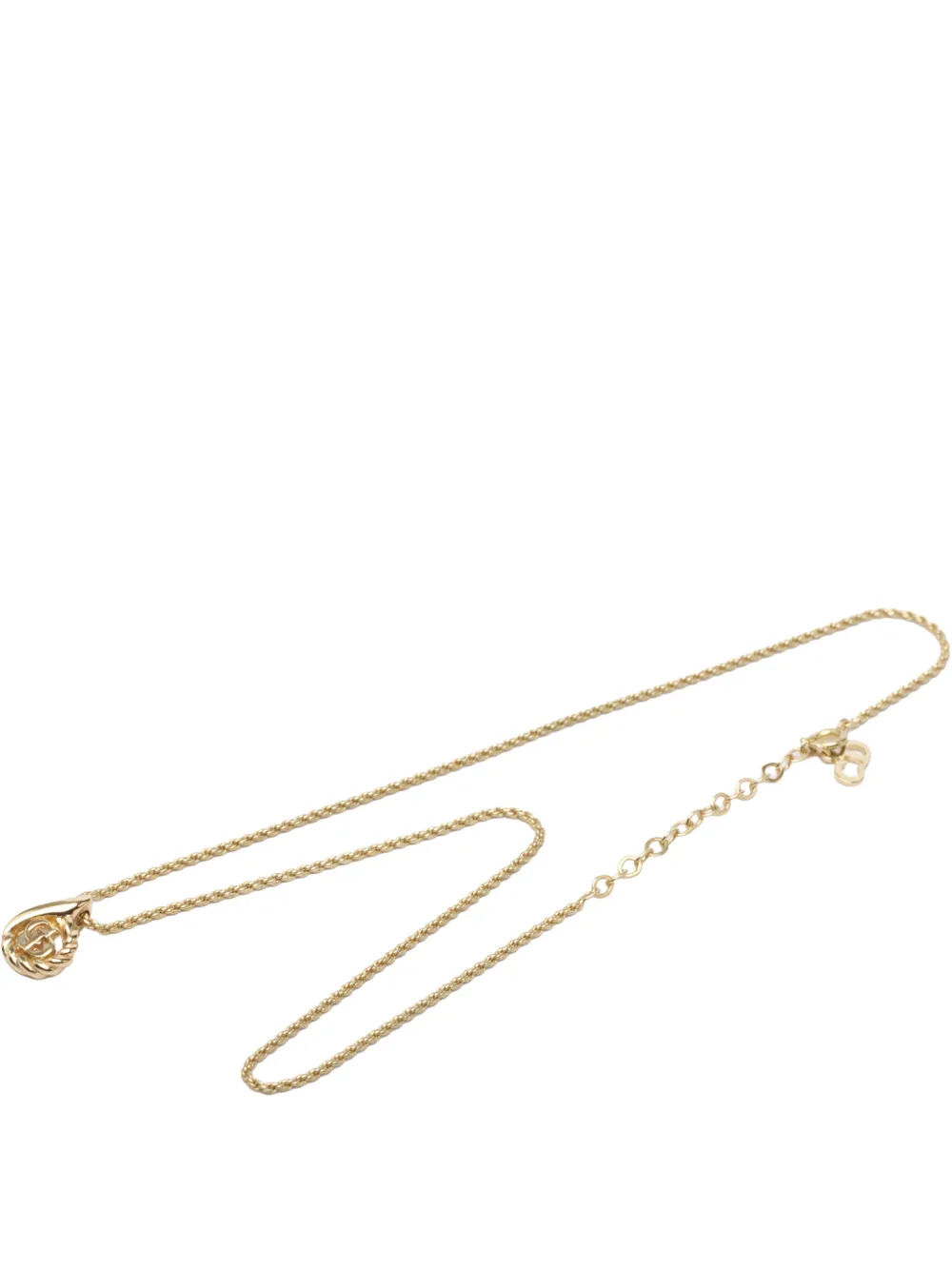 Christian Dior Pre-Owned 20th Century Gold Plated CD Logo Water Drop Shape Pendant Necklace costume necklace