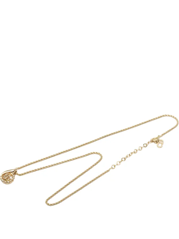 Dior Pre-owned 20th Century Gold Plated CD Logo Water Drop Shape Pendant Necklace Costume Necklace