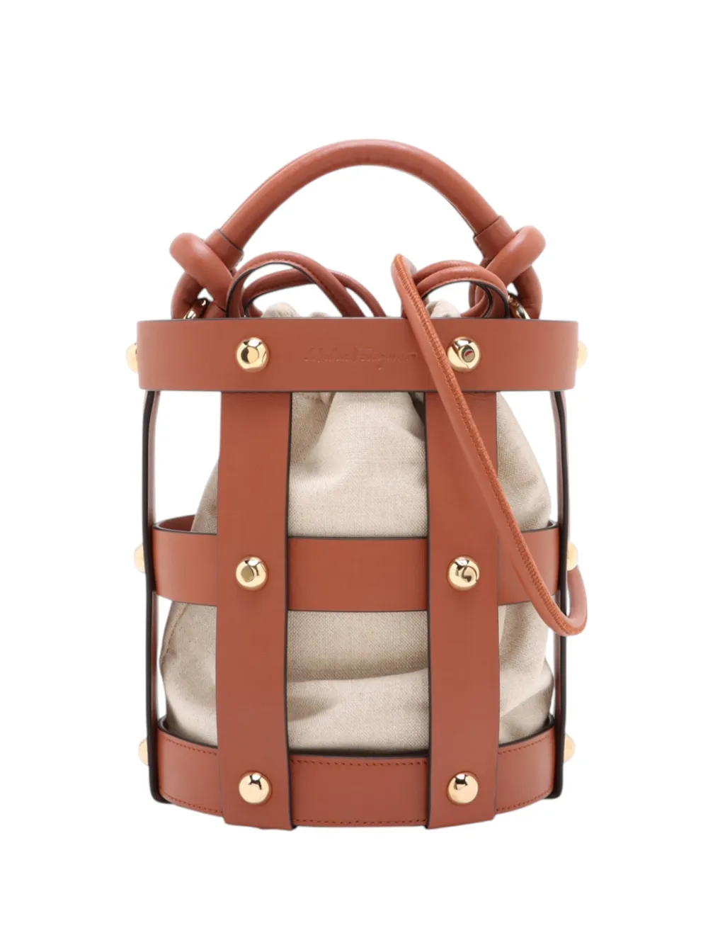 Ferragamo Pre-Owned 2010-2026 Leather and Canvas Bucket Bag satchel - Brown