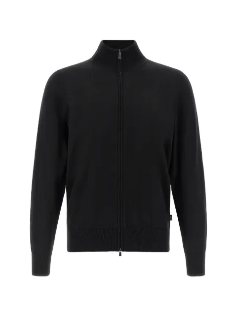 BOSS zip-up sweater in merino wool