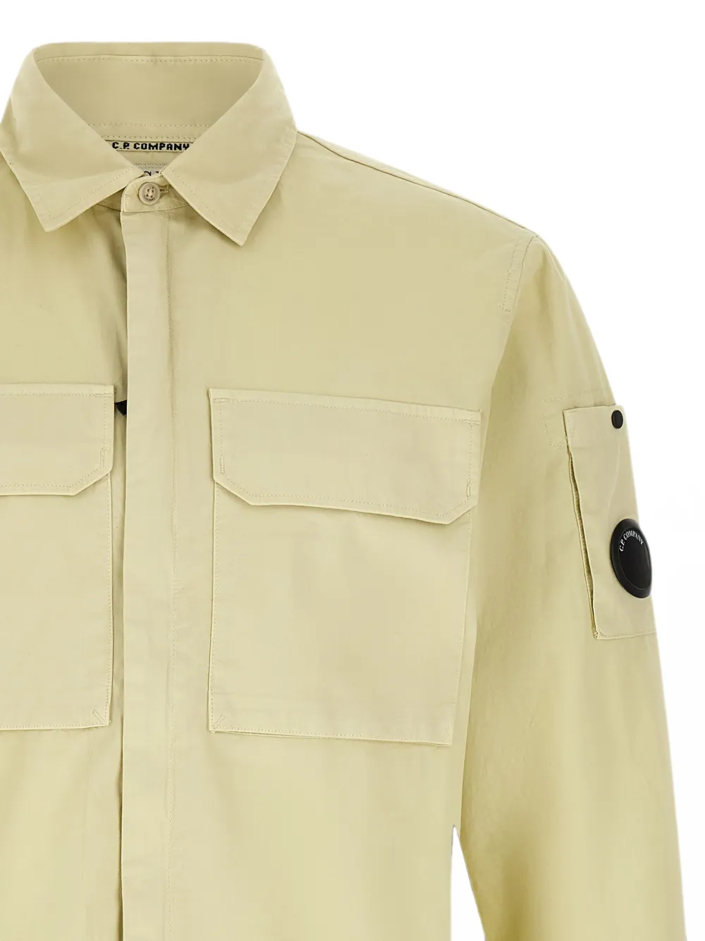C.P. Company Lens shirtjack van biologische gabardine met rits Beige