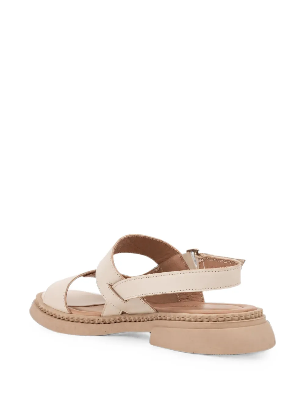 SERGIO MORETTI FIRENZE logo-plaque touch-strap sandals Beige