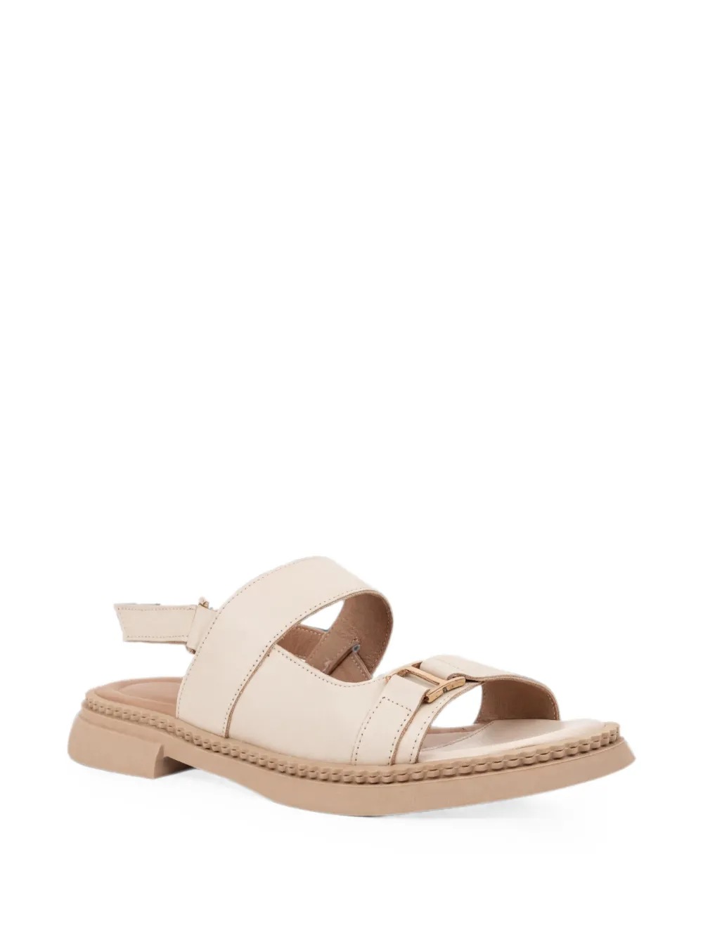 SERGIO MORETTI FIRENZE logo-plaque touch-strap sandals Beige