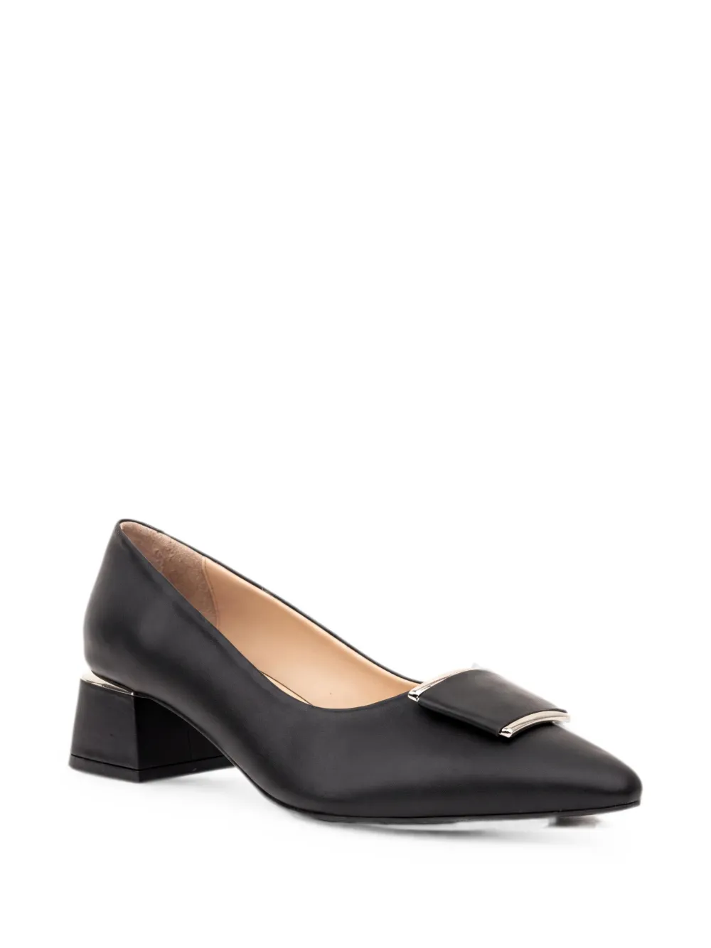 SERGIO MORETTI FIRENZE Pumps met blokhak en gespdetail Zwart