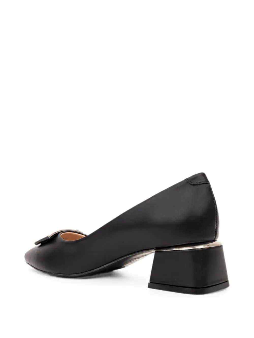SERGIO MORETTI FIRENZE Pumps met blokhak en gespdetail Zwart