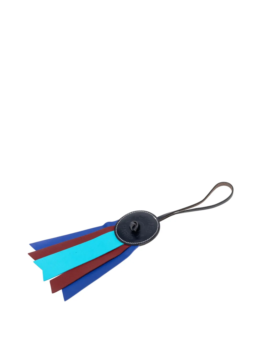 Hermès Pre-Owned 2000-2026 Hunter Cowhide and Milo Lambskin Paddock Flot Ribbon Bag Charm key chain - Blau