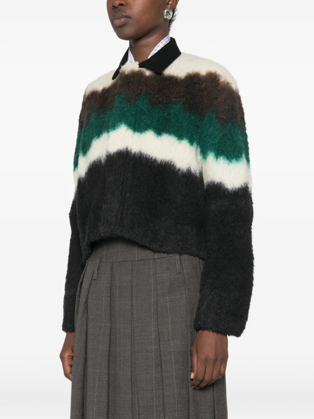 sacai Zigzag-knit Cropped Jacket in Black, view 3