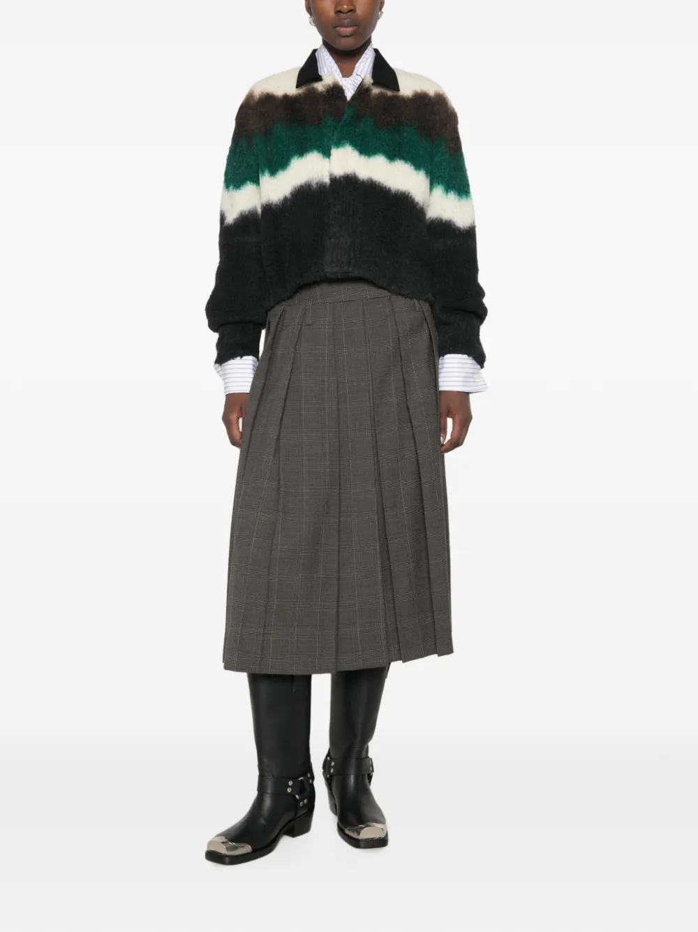 sacai Zigzag-knit Cropped Jacket in Black, view 2