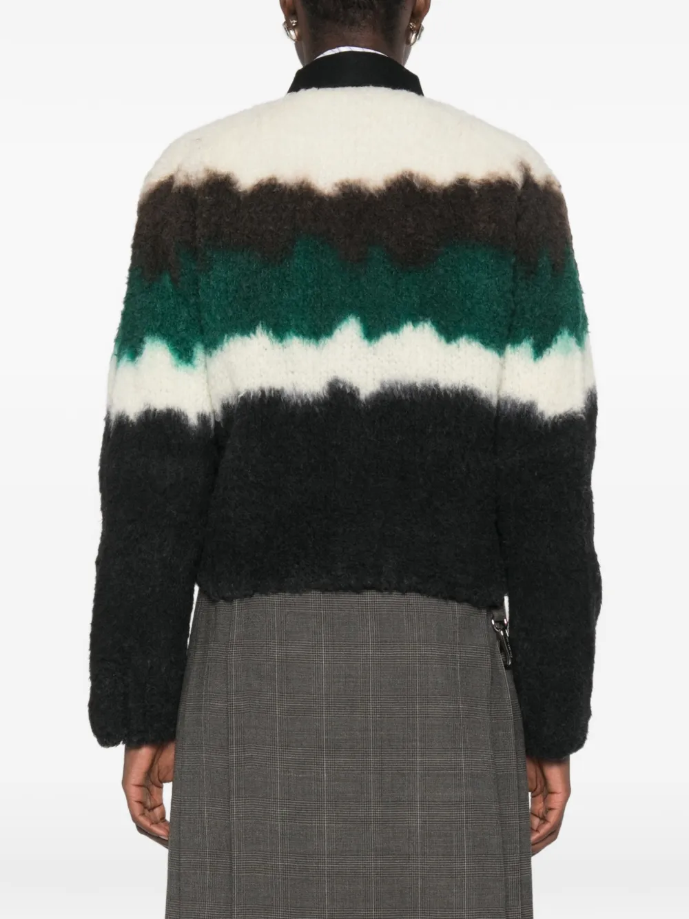 sacai Zigzag-knit Cropped Jacket in Black, view 4