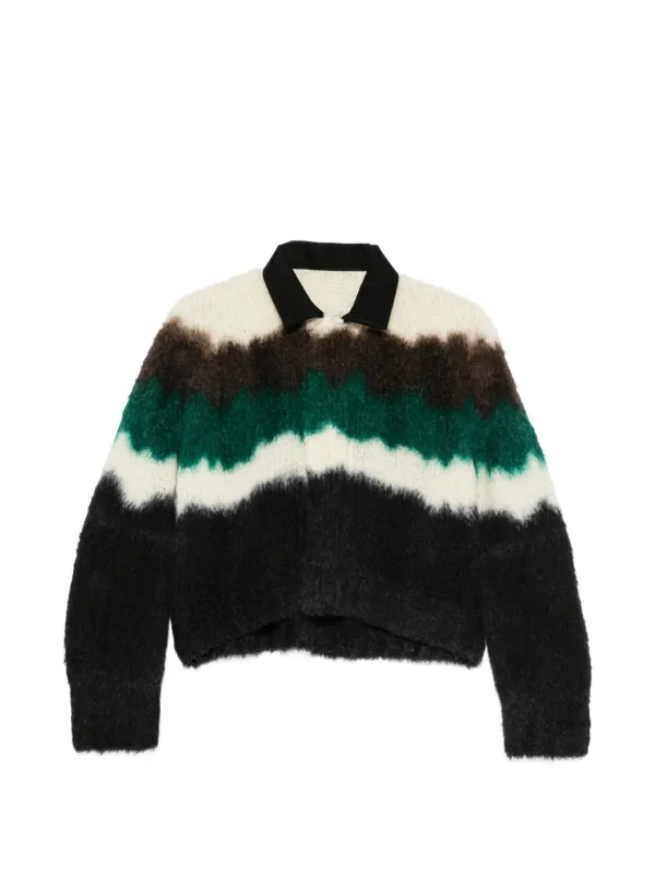 Sacai Zigzag-knit Cropped Jacket in Black