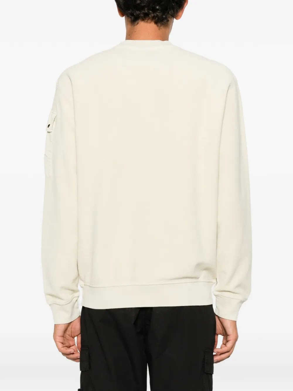 C.P. Company Sweater met Lens-detail en zak op de mouw Beige