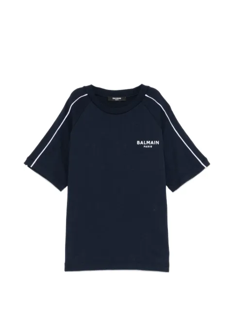 Balmain Kids 로고 프린트 래글런 소매 티셔츠