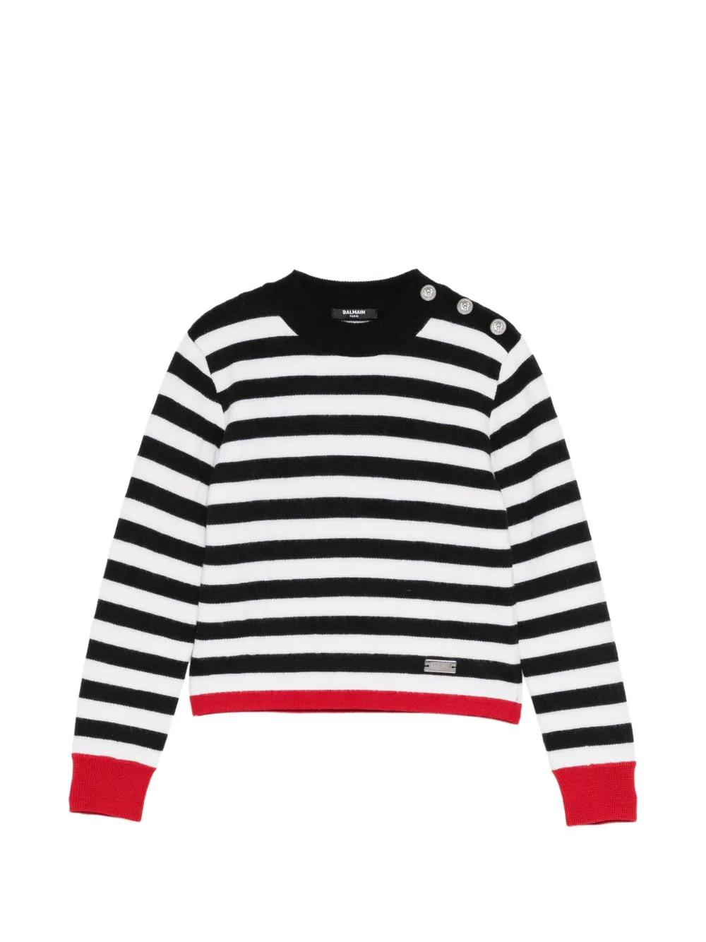 Balmain Kids Gestreepte trui met knoopdetail Zwart