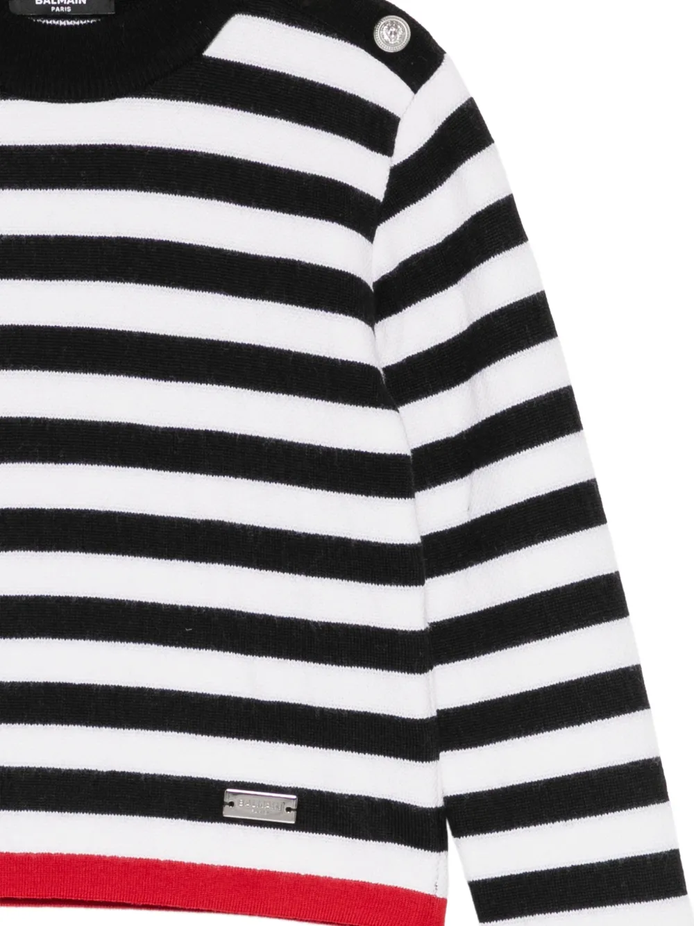 Balmain Kids Gestreepte trui met knoopdetail Zwart