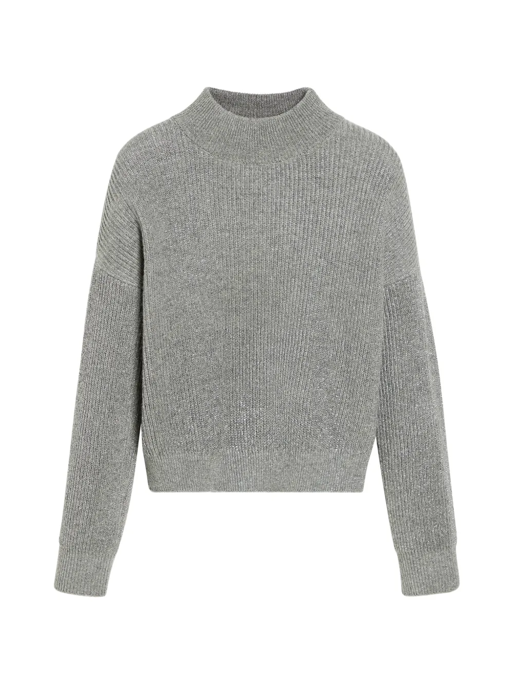 Brunello Cucinelli Kids Maglione a coste con collo rialzato - Grigio
