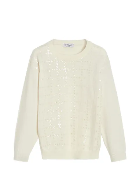 Brunello Cucinelli Kids windowpane-embroidered cashmere sweater