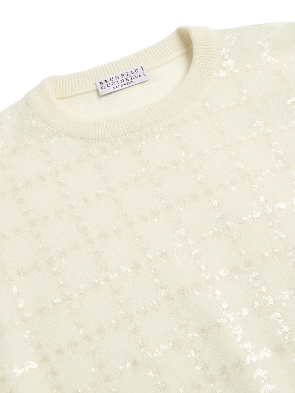 Brunello Cucinelli Kids Kasjmier trui met geborduurd ruit-patroon Beige