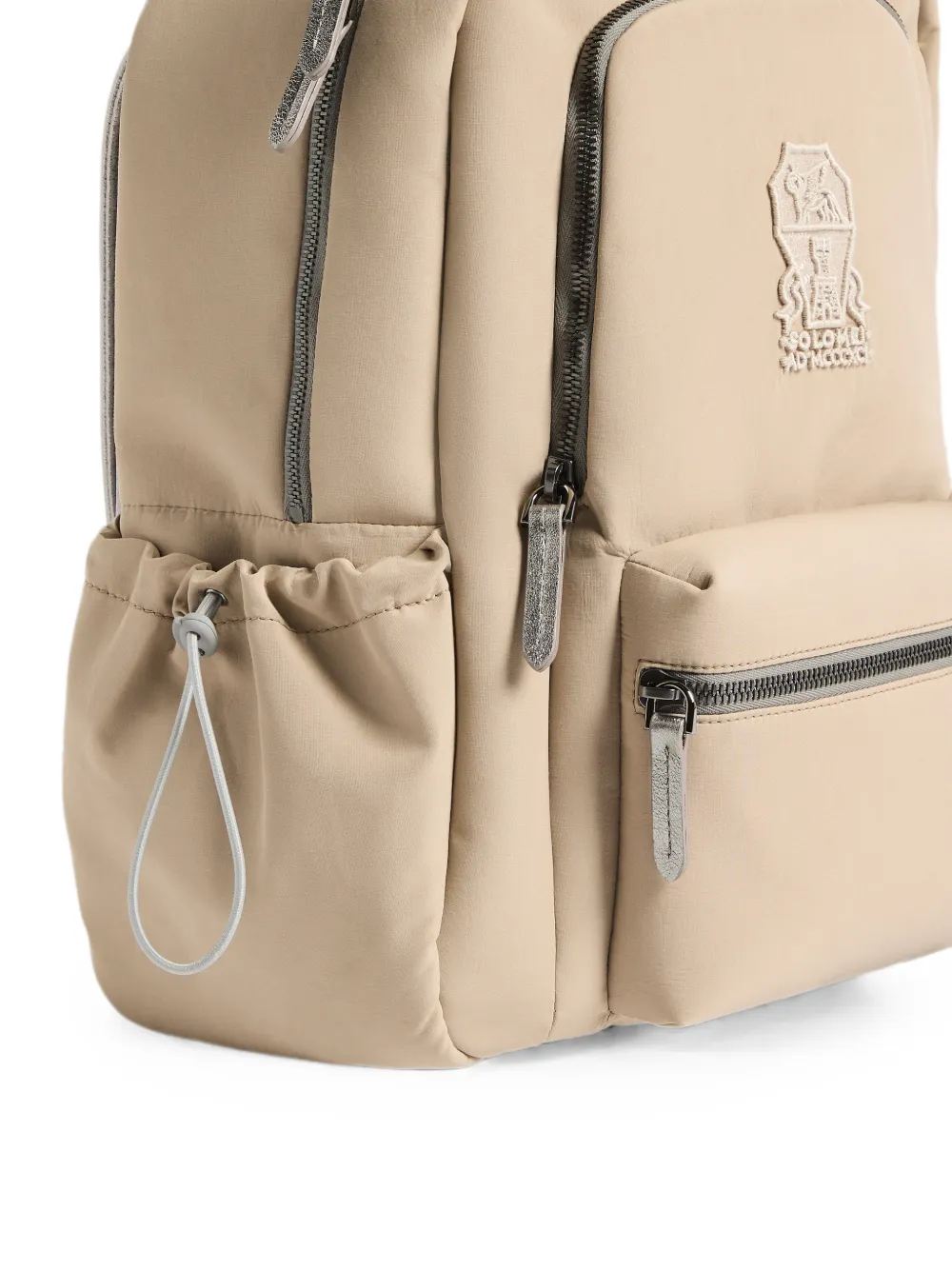 Brunello Cucinelli Kids Taft rugzak met logo-applicatie Beige