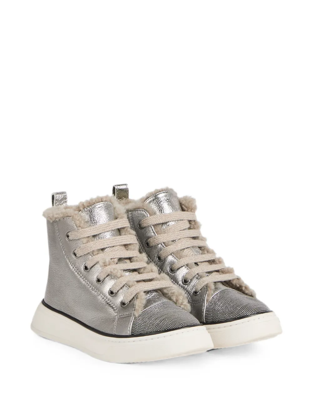 Brunello Cucinelli Kids Sneakers con dettaglio in monile - Argento