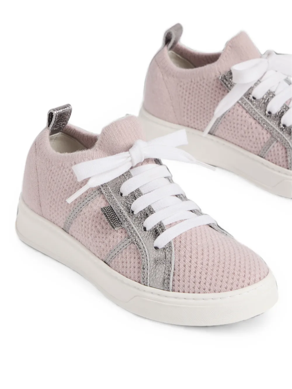 Brunello Cucinelli Kids Monili-detail panelled sneakers Roze