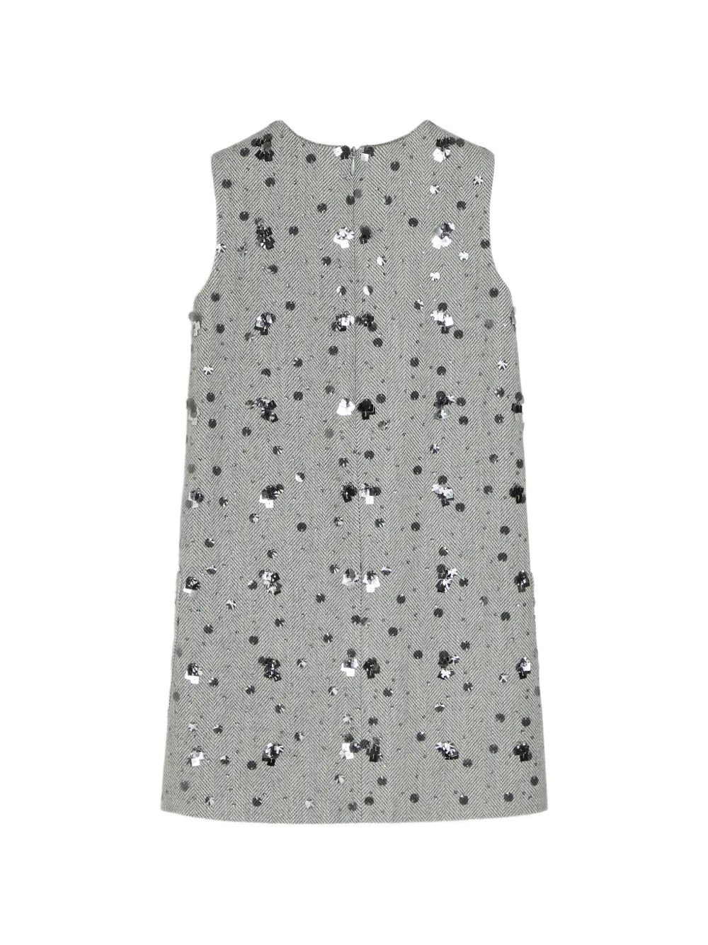 Brunello Cucinelli Kids Jurk verfraaid met pailletten en visgraat-patroon Grijs