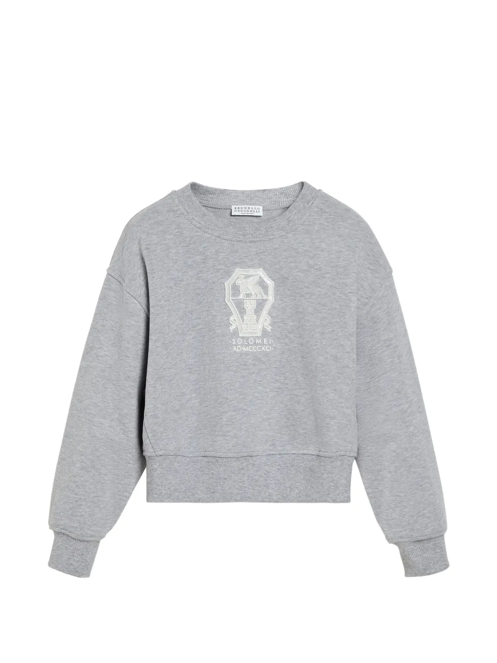 Brunello Cucinelli Kids Felpa con applicazione logo - Grigio